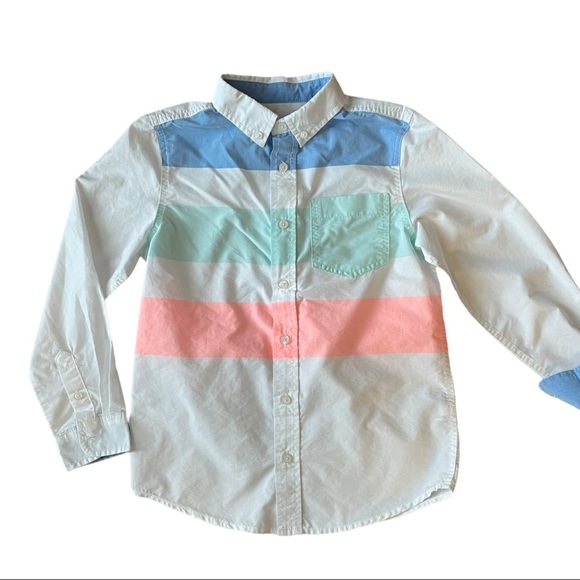 Cat & Jack Boy’s Striped Long Sleeve Button Up Shirt EUC - Picture 7 of 15